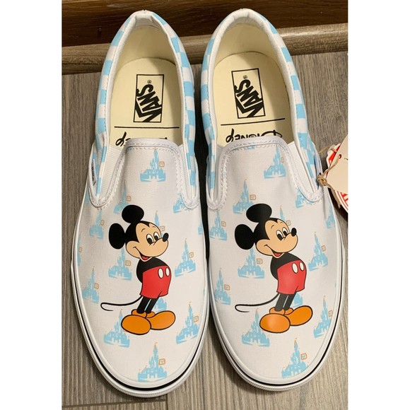 Disney World Vans 50th Anniversary Mickey Mouse Men's 10 Slip On Blue Shoes NWT - Picture 2 of 11